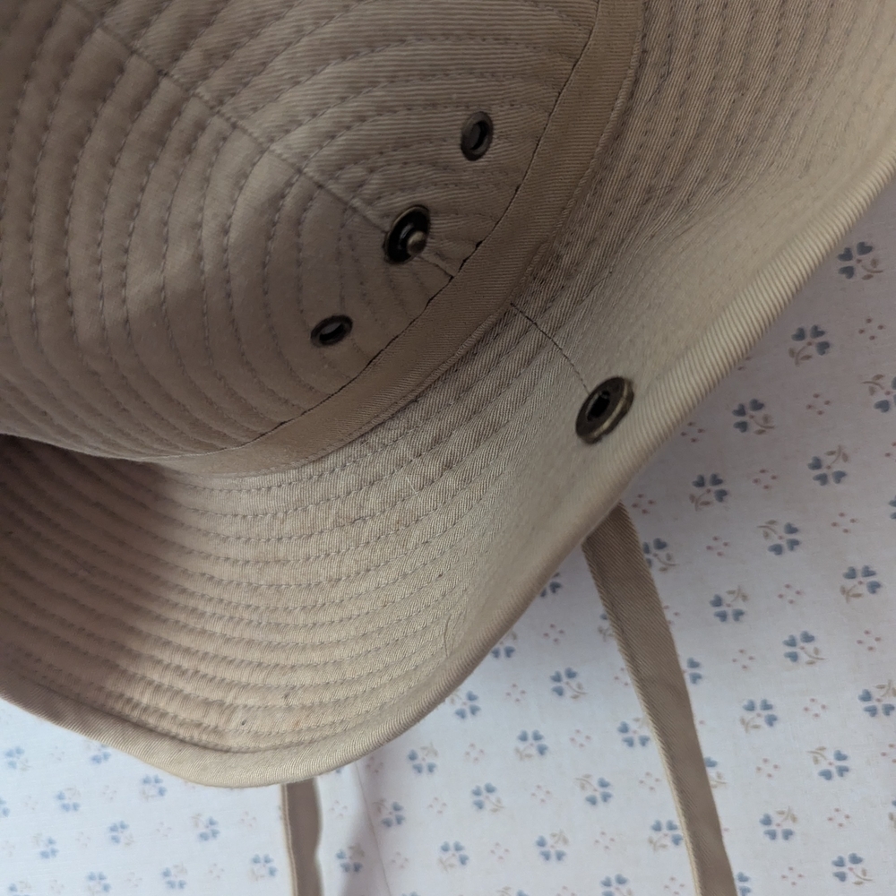 California Sun Valley Banana Republic Tan Wide Brim Sun Hat Snap Tie Safari - Picture 3 of 15